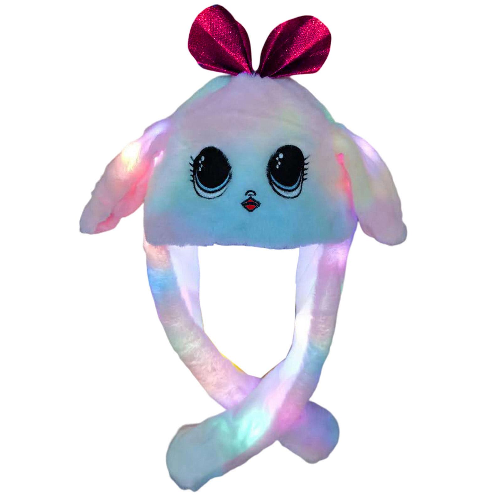 Led Rabbit Hat Luminous Plush Earflap Jumping Rabbit Ear Hat Floppy Ear Hat Moving Rabbit Ears Hat Led Animal Hat with lights цветной