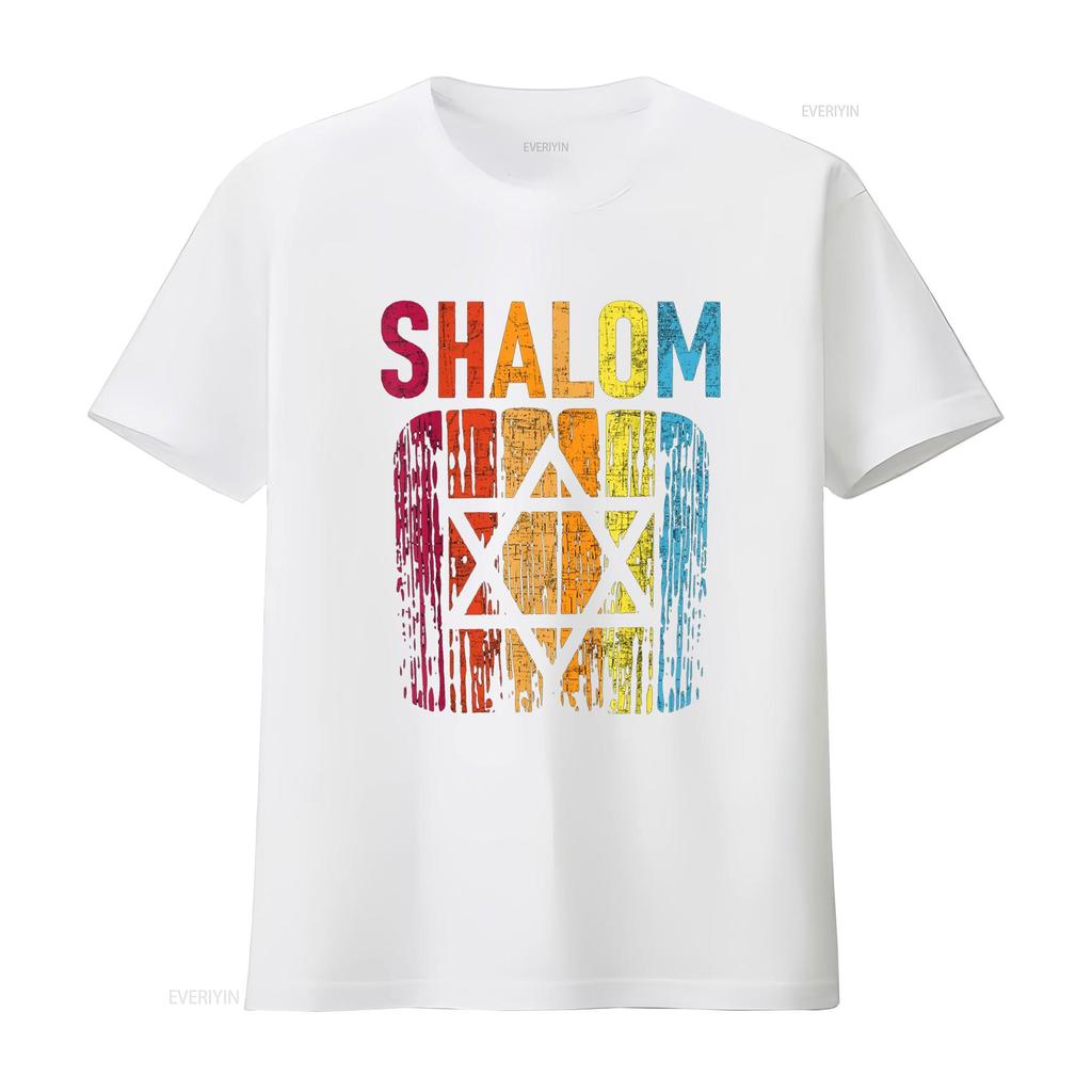 Shalom Retro Star Of David Jewish Peace Hebrew Israelites T Shirt vintage Washed Soft Casual designer clothes Slightly