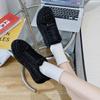 Small black shoes women's winter casual flat shoes women's rhinestone full diamond student board shoes women