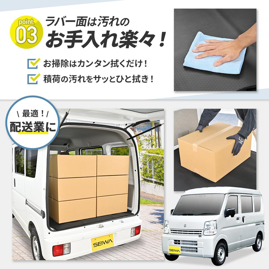 SEIWA Reversible Luggage Mat Half for Suzuki Trunk and Rear Rubber Prevents Cargo from Nissan NV Mazda Scrum Mitsubishi Minicab Van IMP214, Size,
