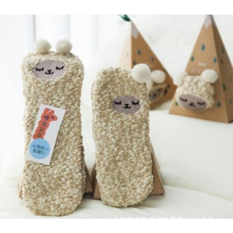 Winter Coral Fleece Cartoon Circle Socks for Ladies - Christmas Homewear Socks with Thick Padding - Christmas Limited Edition