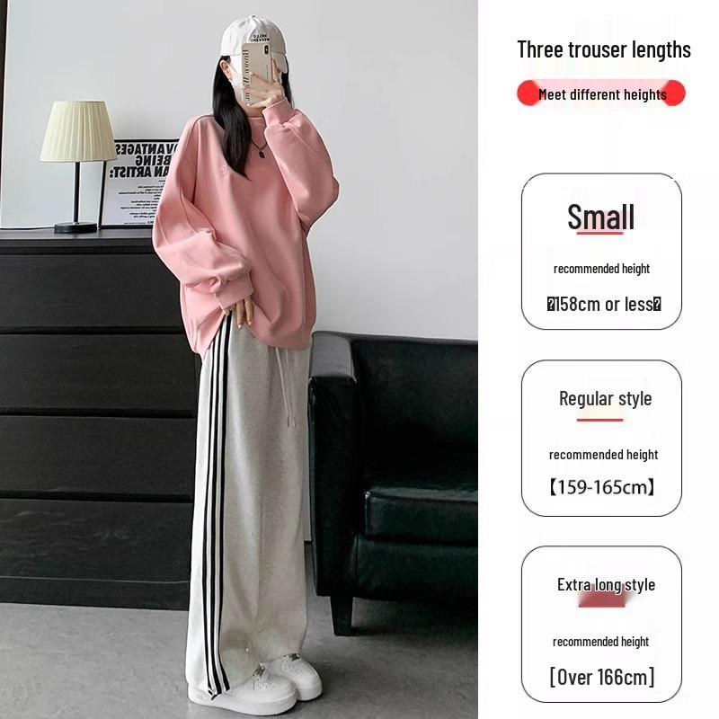 

Women s Black Fleece Lined High Waist Wide Leg Sports Pants with Three Stripes - Autumn/Winter Casual Style. M (suggested 96-110 lbs)