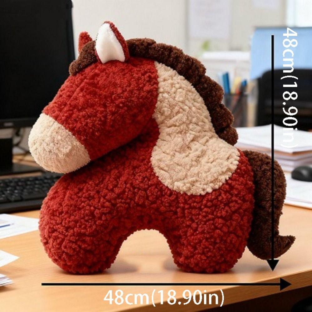 Red Color Cute Pillow Machine Washable Soft Pillow Fun Pony Plush Pillow  Living Room