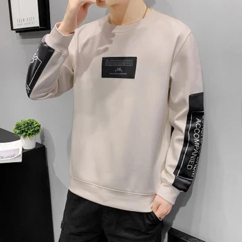 Men's Sweatshirt Spring New Youth Hong Kong Style Casual Loose Round Neck Long Sleeve Versatile T-shirt Bottoming Shirt