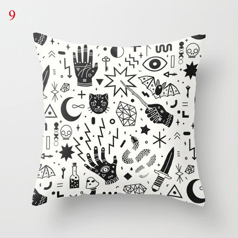 Halloween Skull Bat Pumpkin Print Cushion Cover Home Living Room Sofa Car Decoration Pillow 45 * 45Cm