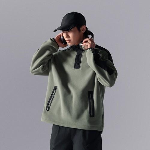 Li Ning LiNing Loose Pullover Long-Sleeve Fleece Sweatshirt for Men, Green