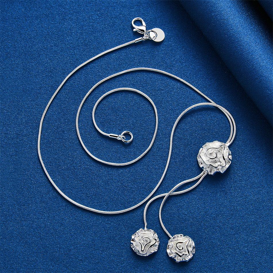 925 Sterling Silver Exquisite Rose Flower Necklace Women Fashion Party Favor Wedding Accessories