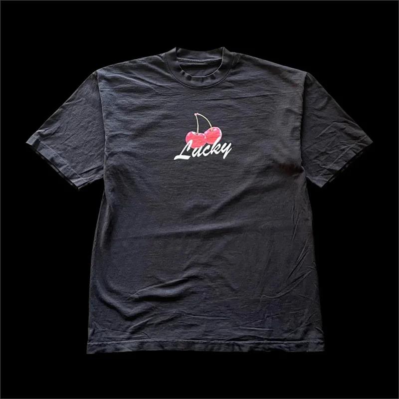 New T Shirt Classic Retro Harajuku Men Women Personalized Letter Print Pattern Top Streetwear High Quality Short Sleeved Couples