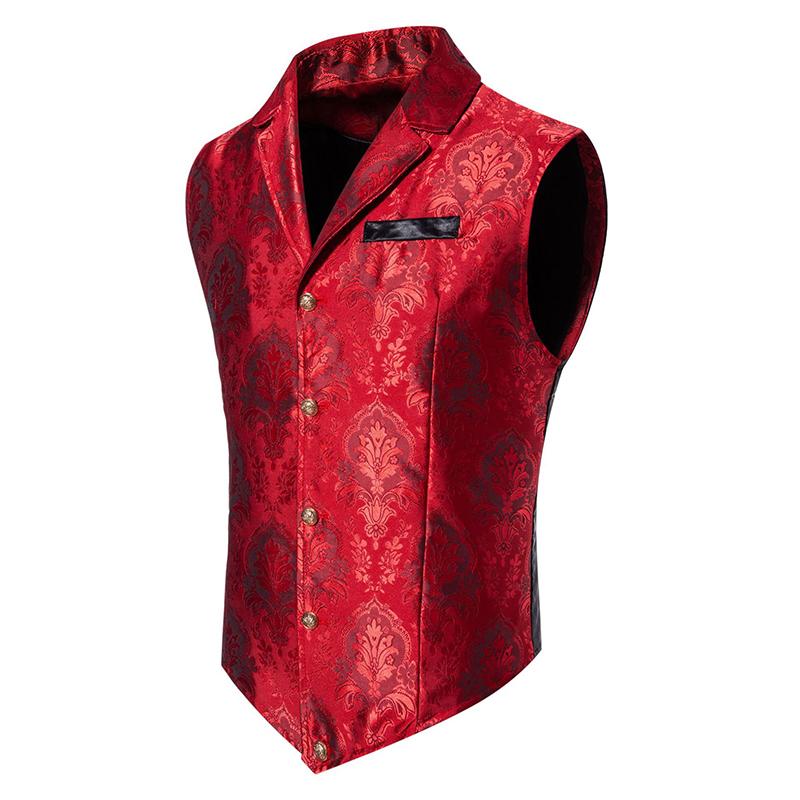 Męska kamizelka w paisley w stylu wiktoriańskim, steampunkowy gorset, dopasowana, z kołnierzykiem, formalna, codzienna, retro, elegancka, na zamówienie