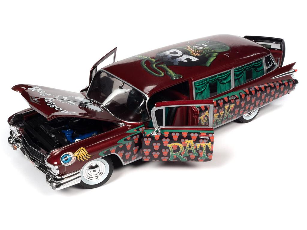 AUTO WORLD RAT FINK 1959 CADILLAC ELDORADO HEARESE Rat Fink Diecast Car 118