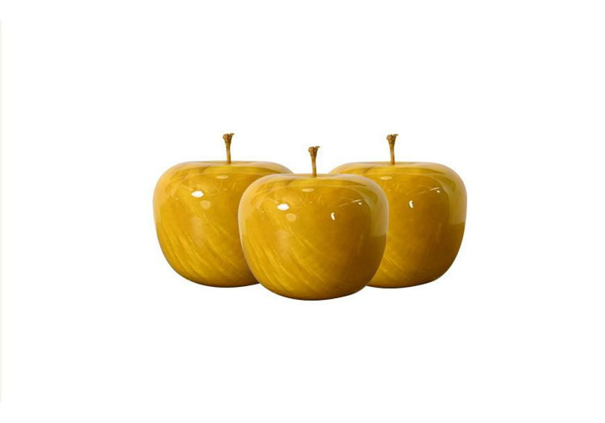 Golden Silk Nanmu Wood Car Ornaments - Apple Red, Water Ripple Design, Christmas Gifts