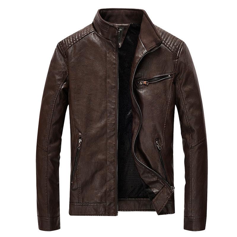 Men's New PU Leather Jacket Spring and Autumn Men's Jacket Washed Thin Locomotive Leather Jacket