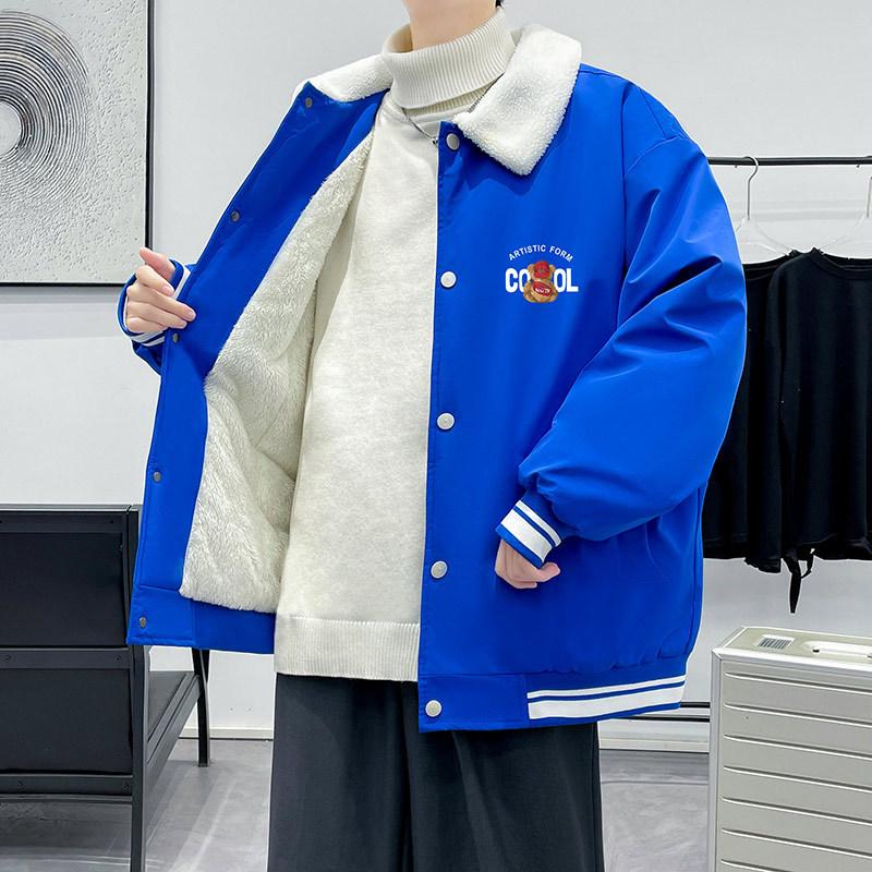 Men's Thickened Jacket Casual Cotton Jacket Loose and Versatile Lapel Bread Jacket Cotton Jacket