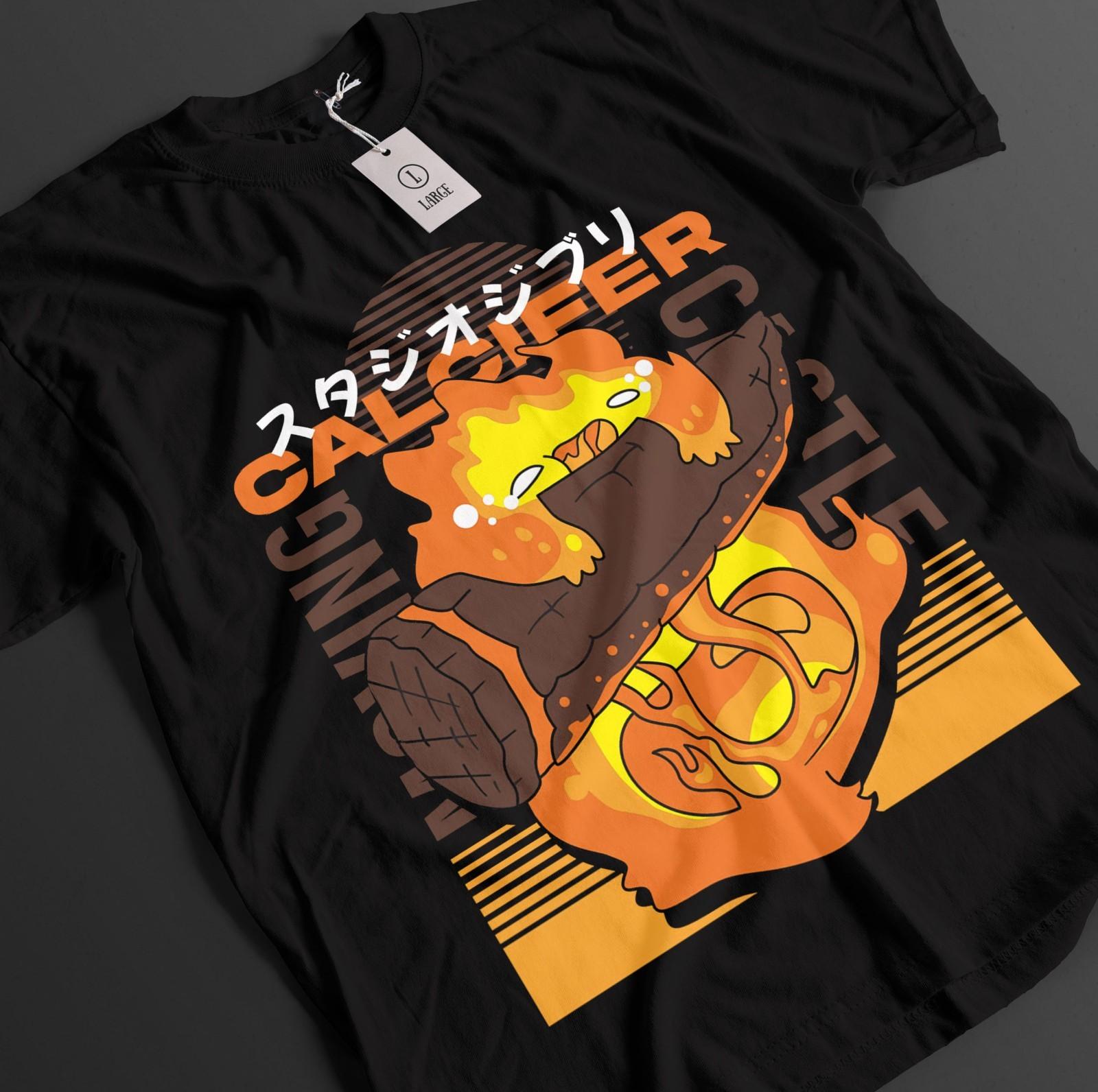 Howl s Moving Castle Shirt Calcifer Tshirt Sophie T-Shirt Mens Womens Tees Top Howl Ghibli Anime Tee L