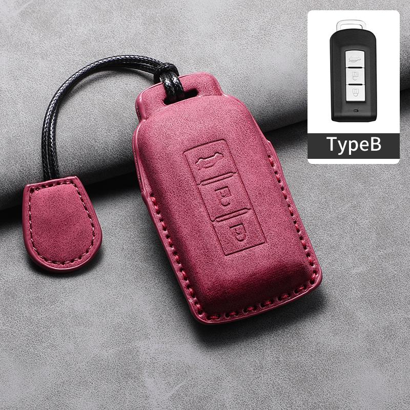 Leather Car Key Case Protector Cover For Mitsubishi Xpander Outlander L200 Asx Pajero Eclipse Cross Montero Soft Lancer Mirage