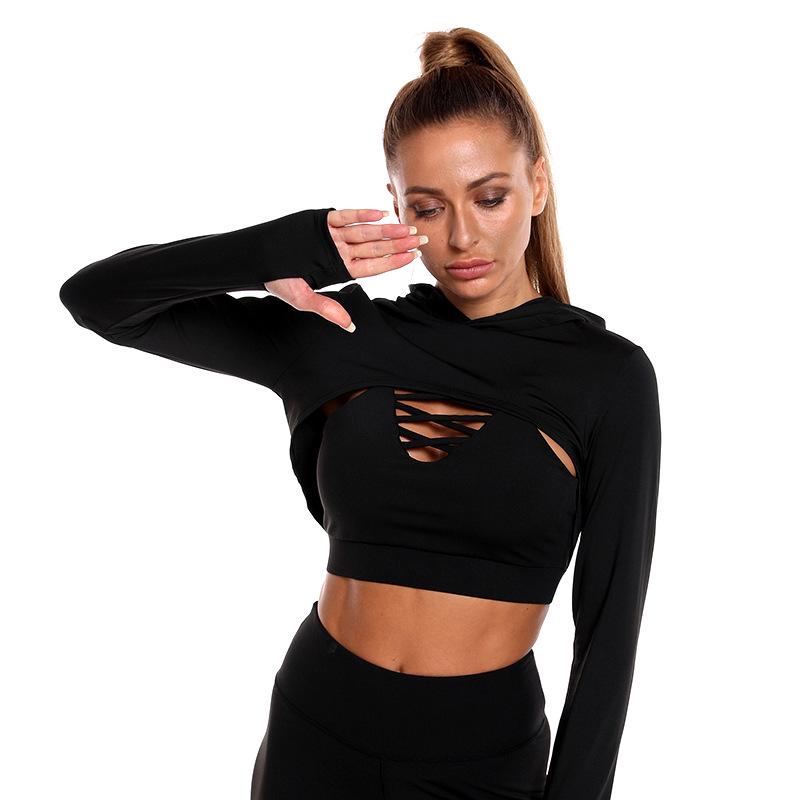 

Женский быстросохнущий комплект для йоги: Персиковые леггинсы и худи с длинным рукавом Large