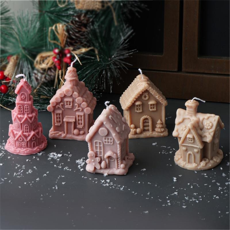 Silicone Moulds House Shape Candle Molds Ornament Christmas House Castings Molds Plaster Molds Epoxy Resin Molds