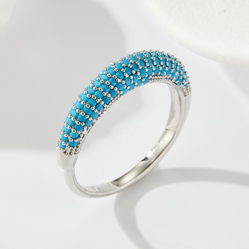 

Atmosphere Full of Turquoise Open Ring, Silver White Light Luxury Versatile Adjustable Index Finger Ring, New Ring