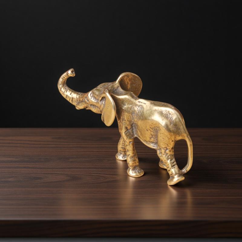 Zinc Alloy Elephant Figurine Handcrafted Vintage Texture Lucky Trunk Up Perfect For Home Office Decoration