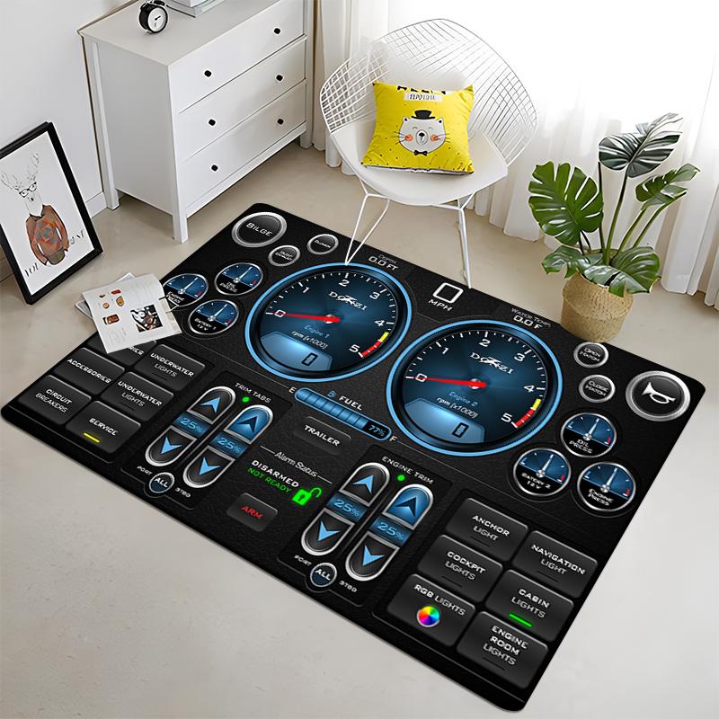 Racing Dashboard Cool Pattern Decorative Square Rug Modern House Living Room Floor Matte Bedroom Carpet Art Poster Mat Fans Gift