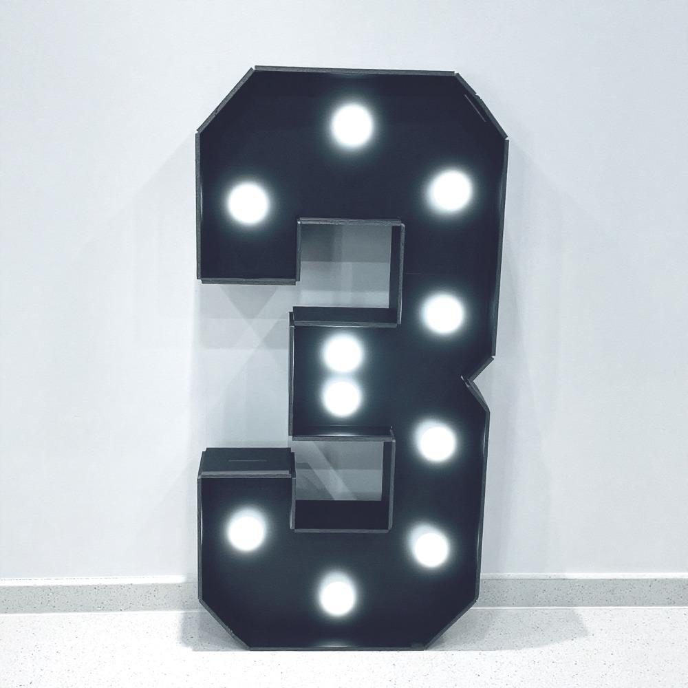 With White Light Black 3FT 91.5cm Marquee Numbers – Fits Birthdays, Anniversaries, Back-to-School & Retirements – Adorn with Balloons/Flowers