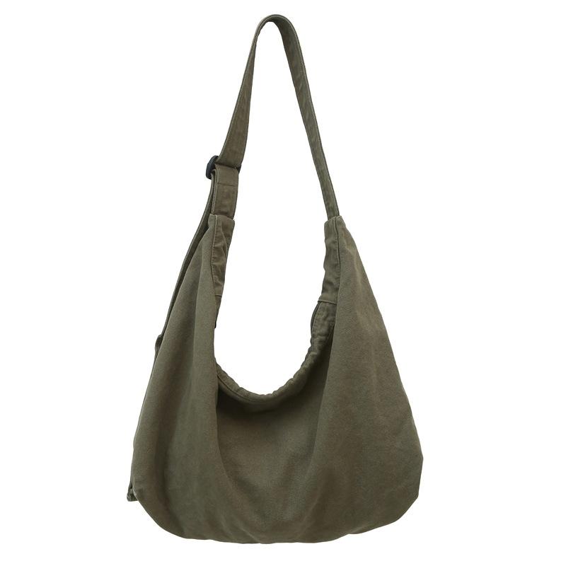 Crossbody Bag Women's Retro Large-capacity Trendy Simple Tote Bag Casual Lazy Wind Shoulder Canvas Bag