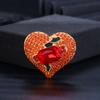 Cross-border New Full Diamond Peach Heart Brooch Women's Alloy Rhinestone Temperament Versatile Clothing Pin Brooch Anti-light Fixing