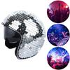 Casco Disco Clásico Espejo de Cristal con Purpurina Sombrero de Disfraz Punk con Visera Retráctil Sombrero Brillante Disco Reflectante para Club Bar Fiesta