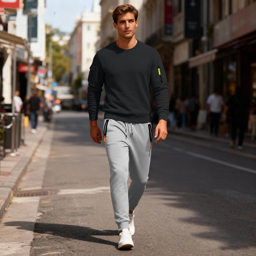 Men's Sweatshirt Suit Men's Solid Color Casual Sports Suit Sweatshirt Suit