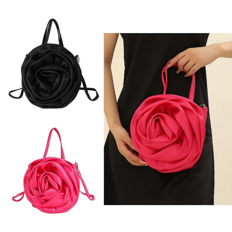 Shoulder Bag Clutch Bag 3D Rose Shape Crossbody Bag Handbag Fashion Tote Bag Banquet Prom Wedding Evening Bag Hot Pink