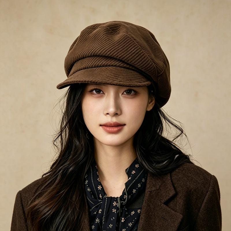 Women S Large Size Face Slimming Vintage Simple Casual Hat For Autumn Winter