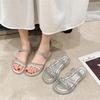 Fashion Woman Sandals 2025 New Luxury Fashion New Sandals Pattern Water Diamond Decoration Flat Open Toe Shoes Woman Sandalias De Mujer