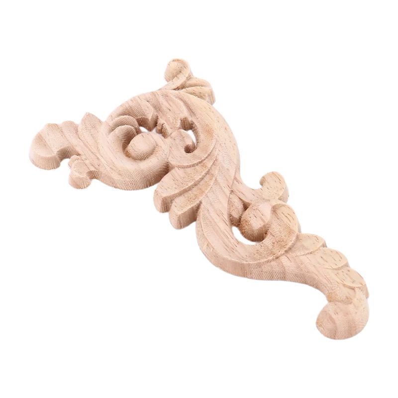 

SHGO-Wood Carved Decal Corner Onlay Applique Door Wall Decor 12X6cm Unpainted