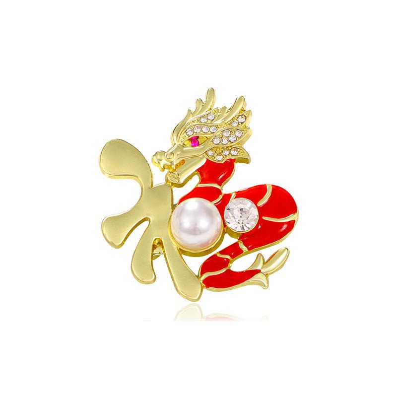 Retro Drip Oil Cartoon Dragon Brooch - Men's Suit Pin Accessory