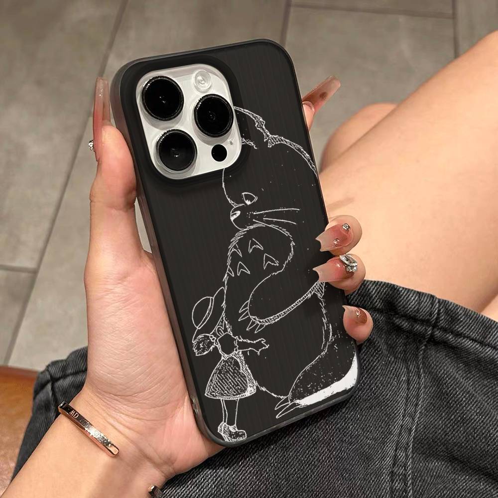 Cartoon Clear Case For-T-T-TotoroS For IPhone 17 16 15 11 12 13 14 Pro Max Plus Pro Corrugated Translucent Back Phone Cover