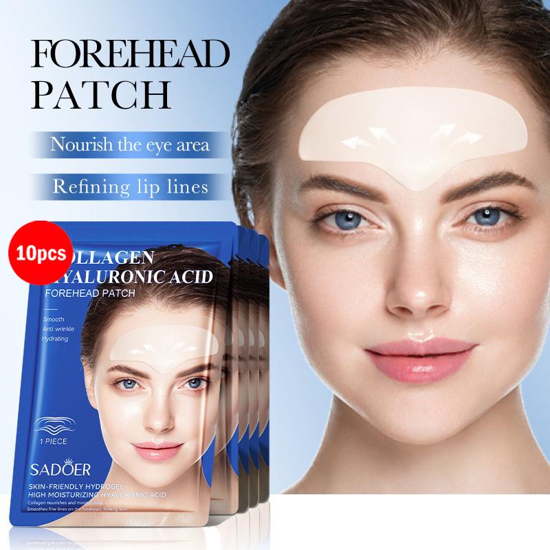10 ks SADOER Kyselina hyaluronová Kolagenová Pleťová Maska na Čelo Oči Tváře Hydratační Zpevňující Hydratační Pleťové Náplasti Péče o Pleť