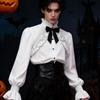 Gothic Lace Trim Blouse Halloween Cosplay Shirt Elegant Victorian Style Polyester Costume Top For Theme Parties