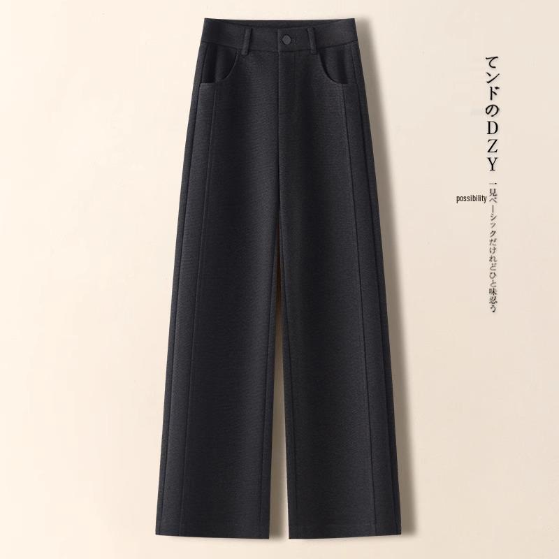 

Off-White Women s High-Waisted Cashmere Wide-Leg Fleece-Lined Pants Winter 2025 - Japanese Korean Casual Style 31/3XL [135-145 lbs]