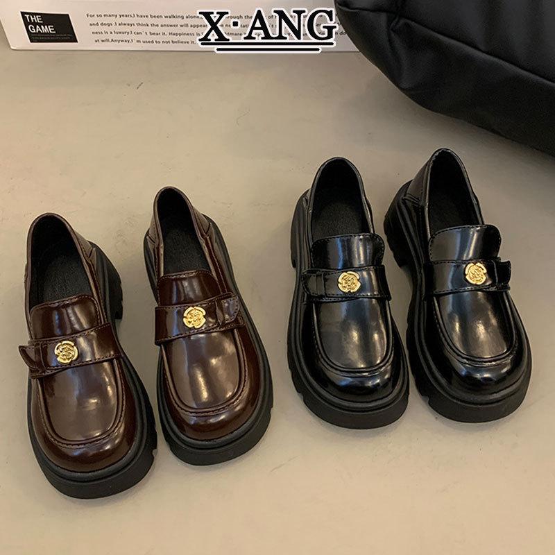 Muffin Platform Heightening Loafers Women's Shoes 2025 Spring New British Style Small Leather Shoes Genuine Leather Mary Jane Shoes