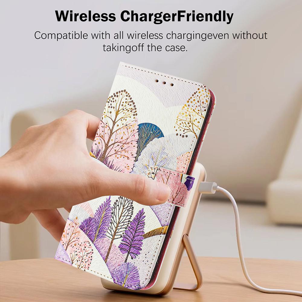 Coloured Drawing Wallet Case for Tecno Spark Go 1 20 Pro Plus 30C Camon 30 Pova 6 Neo Pop 9 Stand Card Holder Strap Phone Cover