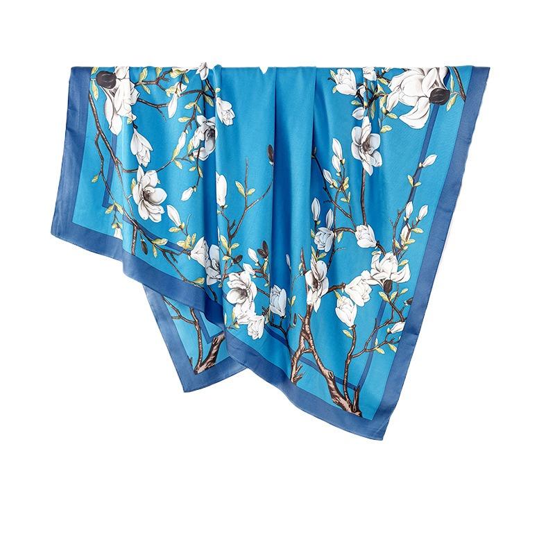 Spring and summer new small fresh and fashionable flower printed square scarf trendy simple women's temperament thin shawl