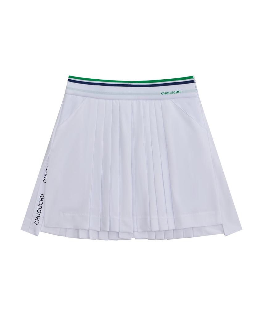 Chuku Chu Paper Slit Pleated Skirt (White) Cbfss-Sk003W