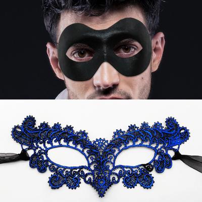 Sexy Cosplay pánská maska ​​Bronzující krajková maska ​​Masquerade Half Face Sexy maska ​​na oči