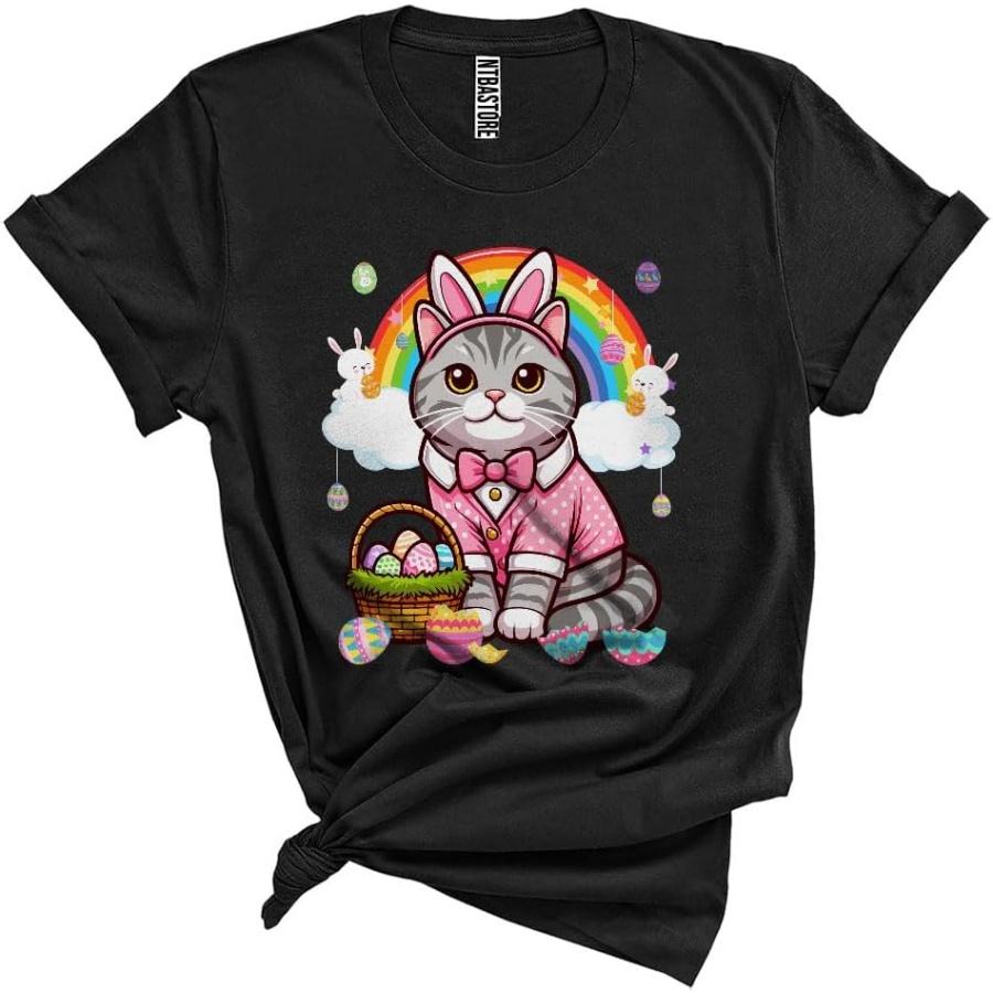 American Shorthair Cat in Easter Bunny Cosplay, Amazing Easter Hunting Eggs Rainbow, Family Group Unisex T-Shirt S