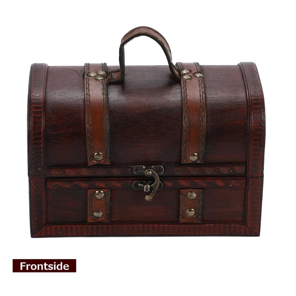 R_planning Retro Schatzkiste, Antike Holz-Aufbewahrungsbox, Gewölbt mit Griffen