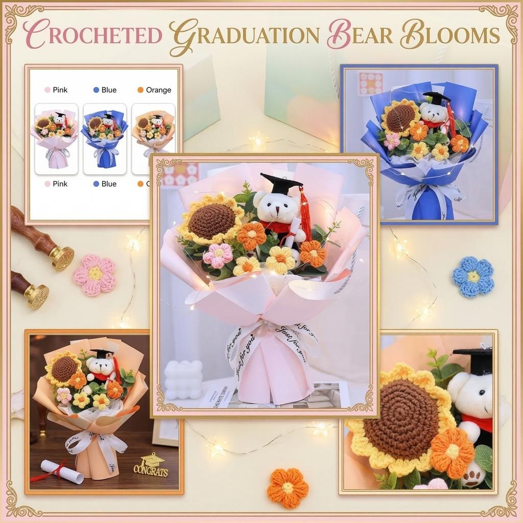 Graduation Gift Bear Knitted Bouquet Creative Adult Gift Girl Birthday Doll Graduation