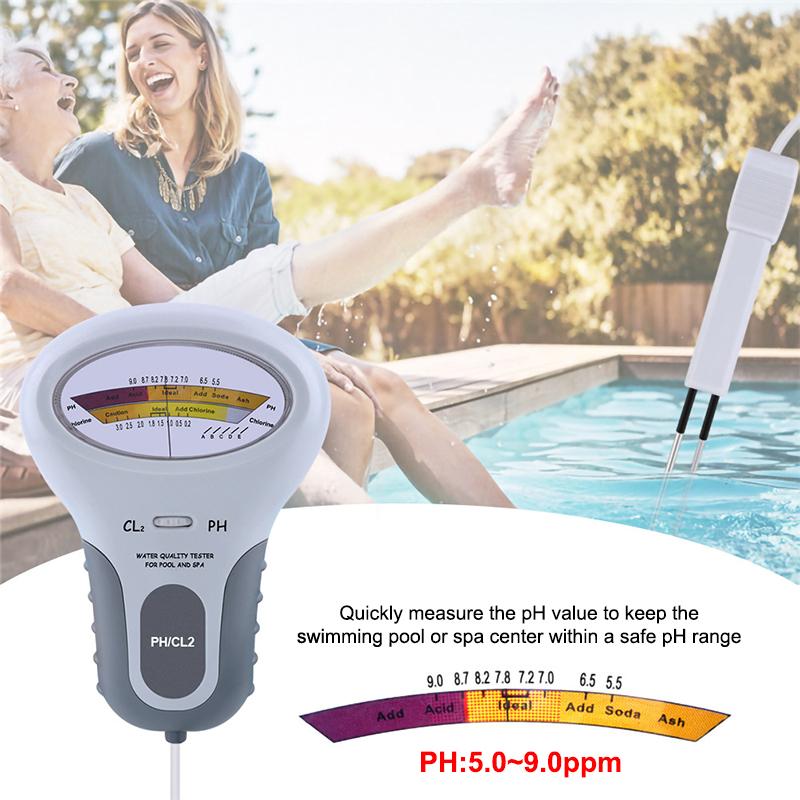2 In 1 Ph Chlorine Meter Ph Cl2 Tester Swimming Pool Aquarium Water Quality Testing Tools Chlorine Measuring Device