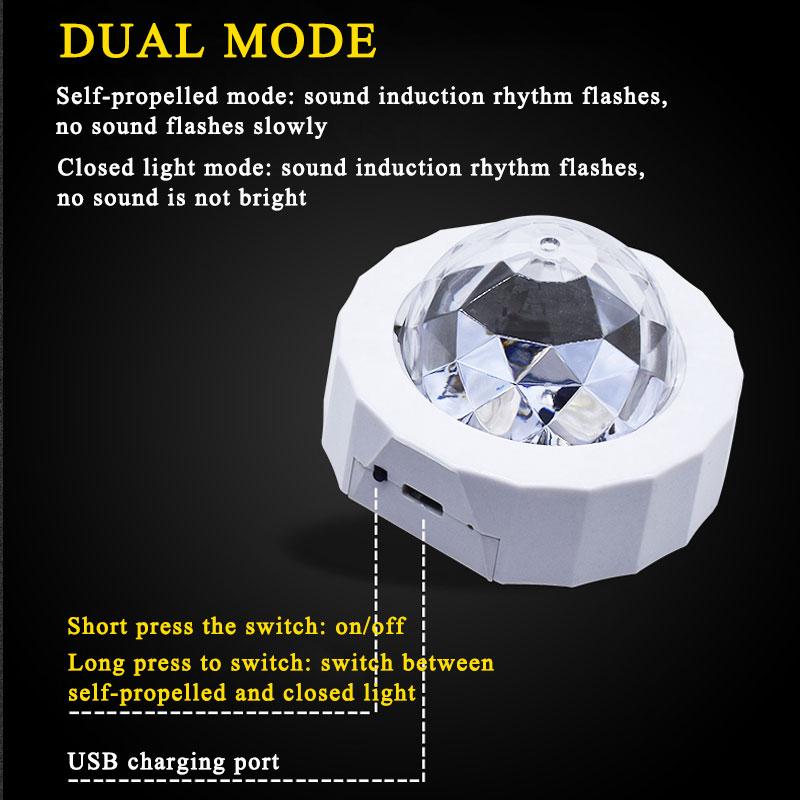 1xCar starry sky ceiling Disco Ball Ambient Light RGB DJ Music Sound Party Atmosphere Interior Dome Trunk Wall Lamp Accessories