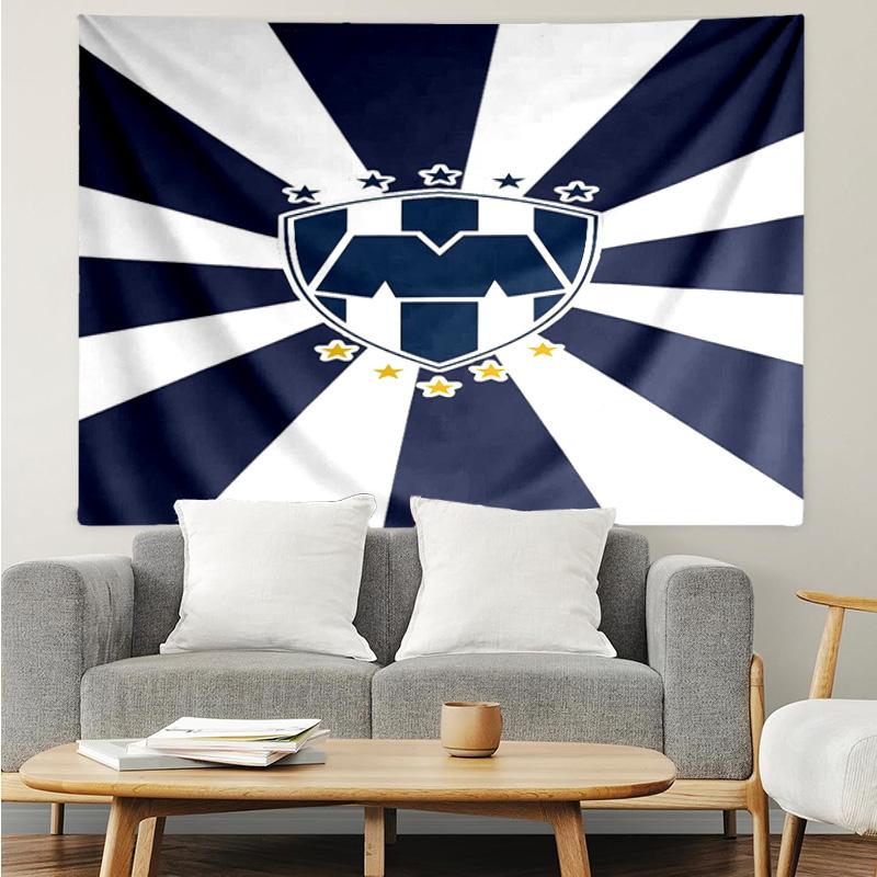 Monter-rey Football Crest Art Printed Printed Tapestry, for Bedroom,Livingroom, Dormitory, Large Wall Decor, Fabric Decor Fan Birthday Gifts