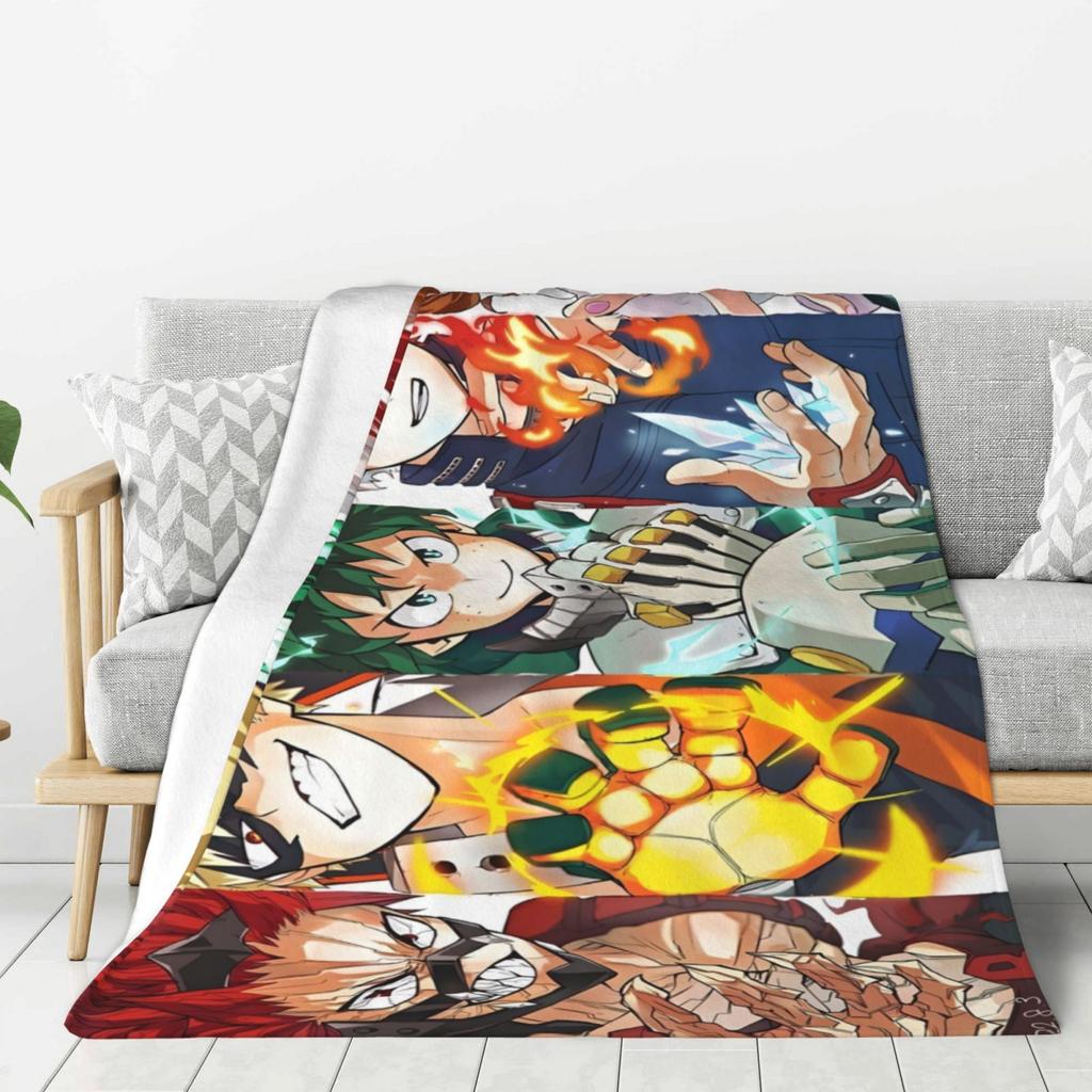 My H-hero Academia Cartoon Printed Blanket Warm Flannel Blankets Soft and Comfortable Blanket Home Travel Blanket Birthday Gift
